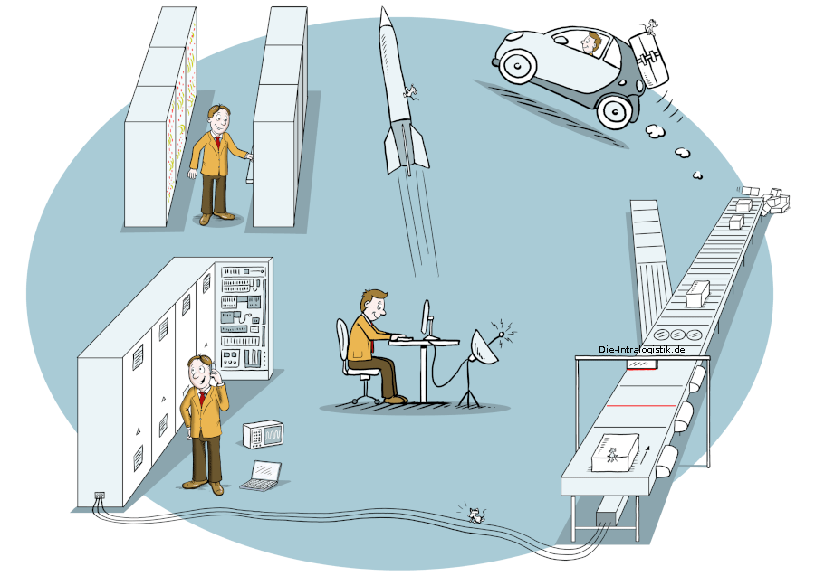 Ein Techniker in der Produktionsumgebung der Intralogistik